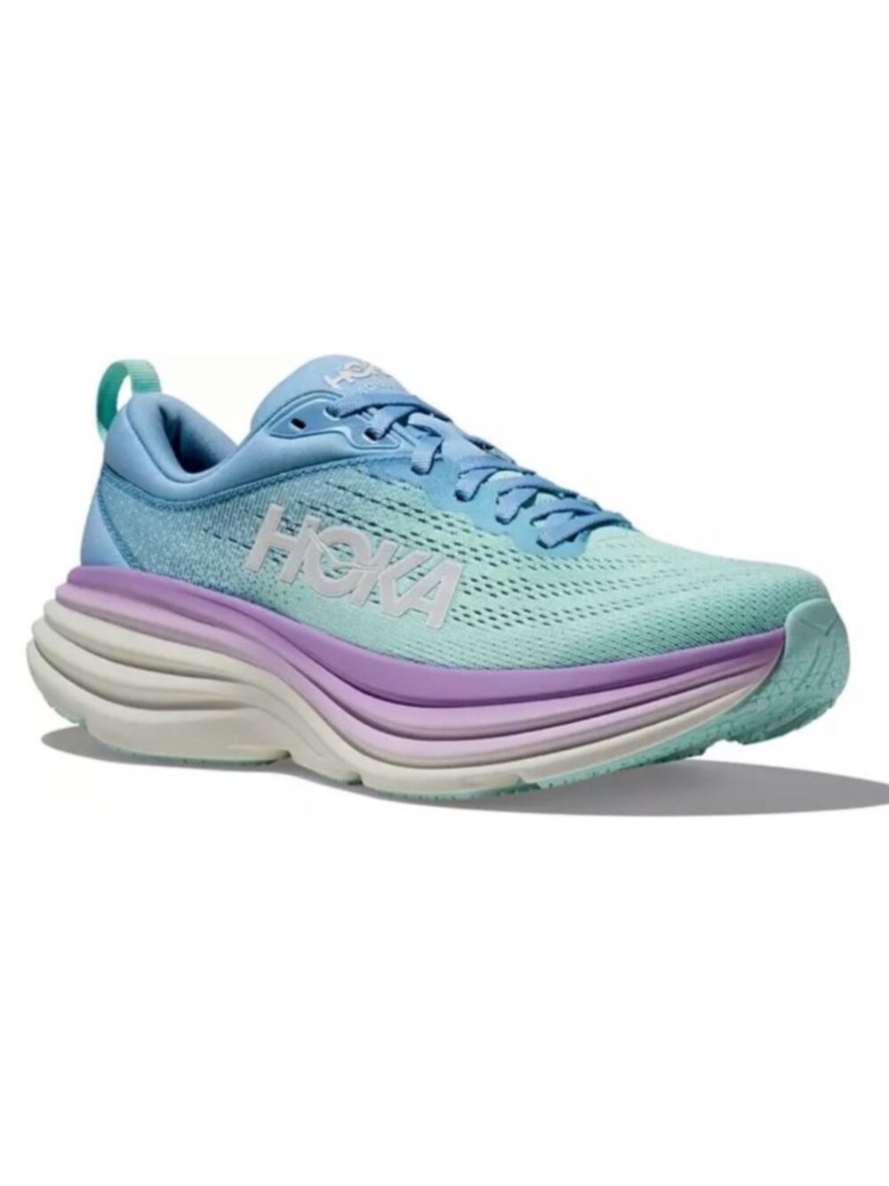 Hoka One One Bondi 8 Mesh Athletic Running Shoes Sneakers Womens 9B Airy Blue/ S